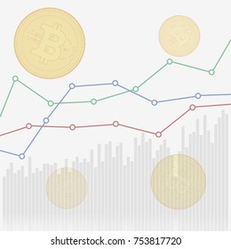 Bitcoin price graph. Bitcoin infographics. Flat vector illustration