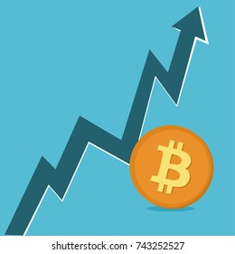 Bitcoin Price Increase Chart Coin Vector Illustration, Blockchain, Cryptocurrency