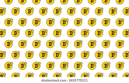 Bitcoin price increase icons pattern on white background. Vector Illustration
