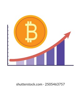 Bitcoin-Preiserhöhungen. Vektorgrafik-Konzept des Devisenhandels
