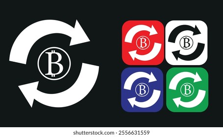  Bitcoin price increasing and decreasing icon set in black and white color.currency rising and falling symbol set. Bitcoin on white background