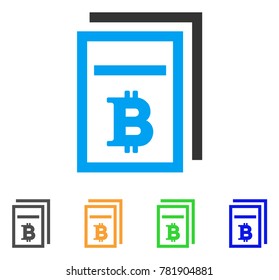 Bitcoin Price Pages icon. Vector illustration style is a flat iconic bitcoin price pages symbol with gray, green, blue, yellow color versions. Designed for web and software interfaces.