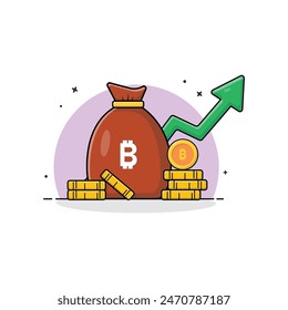 Bitcoin Price Rising Up Stock Market Vector Illustration. Cryptocurrency Concept Design.