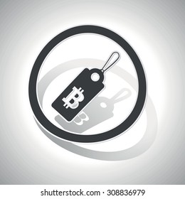 Bitcoin price sign sticker, curved, with outlining and shadow