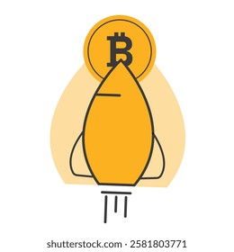 Bitcoin price skyrocket upward growth vector illustration.