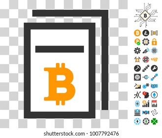 Bitcoin Prices icon with bonus bitcoin mining and blockchain symbols. Vector illustration style is flat iconic symbols. Designed for blockchain websites.