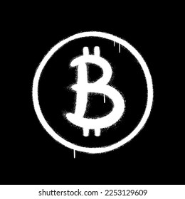 Bitcoin print for t-shirt. Vector cartoon graffiti spray style logo icon. Bitcoin graffiti print for poster,t-shirt,tee,logo,sticker concept