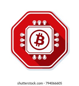 Bitcoin Processor Minig hazard sign illustration