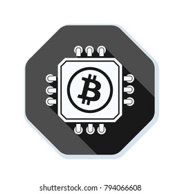 Bitcoin Processor Minig hazard sign illustration