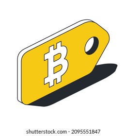 Bitcoin product tag symbol. Vector 3d line isometric, color web icons, new flat style. Creative illustration, design idea for infographics.