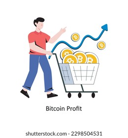 Ilustración vectorial de diseño de estilo plano con ganancia de bitcoin. ilustración de stock