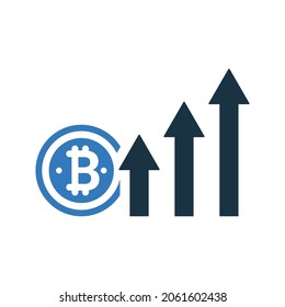 Bitcoin, icono de ganancia. Diseño vectorial simple editable aislado en un fondo blanco.