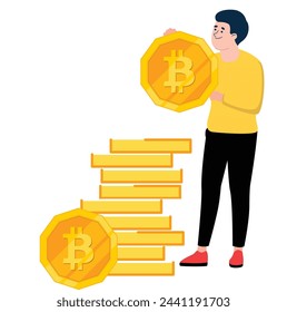 Bitcoin Profit illustration vector icon 