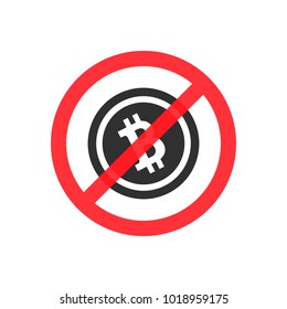 bitcoin is prohibited. vector illustration on white isolated background
