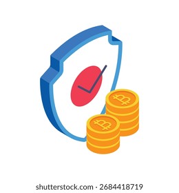 Bitcoin Protection Isometrische Vektorgrafik 