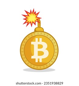 Bitcoin pump icon in linear style. For your design, logo. Vector illustration. 