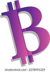 Elemento de símbolo de gradiente púrpura de Bitcoin