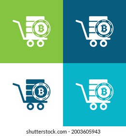 Bitcoin In A Pushcart Flat four color minimal icon set