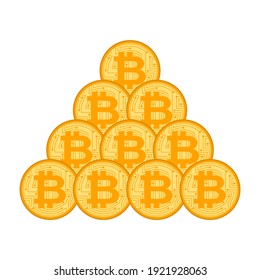 Bitcoin pyramid. Financial pyramid on cryptocurrency. vector illustration