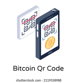 Bitcoin qr code isometrisches Trendsymbol, bearbeitbare Vektorgrafik 

