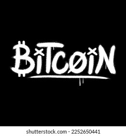 Bitcoin quote print for t-shirt. Vector cartoon graffiti spray style logo icon. Bitcoin graffiti print for poster,t-shirt,tee,logo,sticker concept