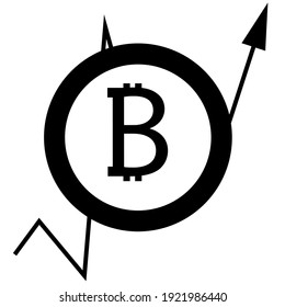 Icono de vector de la línea de dibujo de bitcoin. Moneda de criptomoneda. Concepto de dinero digital. Símbolo de pago. Signo de intercambio. Ilustración de diseño de línea simple plana.