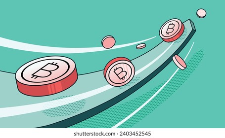 Bitcoin raise up trend in abstract illustration art