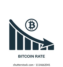Bitcoin Rate Decrease Graphic icon. Mobile app, printing, web site icon. Simple element sing. Monochrome Bitcoin Rate Decrease Graphic icon illustration.