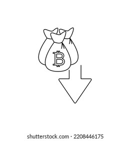 bitcoin  rate down icon fall sign