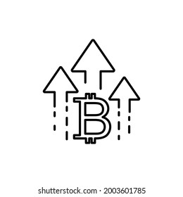 símbolo de aumento de tasa de bitcoin hacia arriba