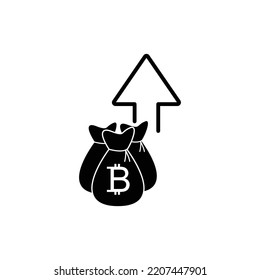 símbolo de aumento de tasa de bitcoin hacia arriba