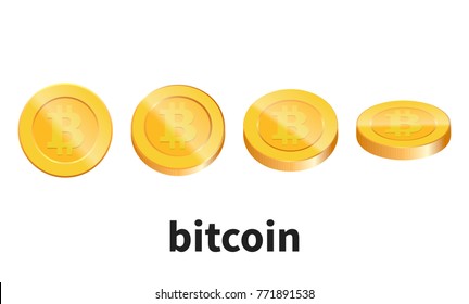 Bitcoin. Realistic gold coins with Bitcoin cryptocurrency sign