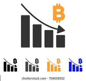 Bitcoin Recession Bar Chart icon. Vector illustration style is flat iconic symbol with black, gray, orange, blue color variants. Designed for web and software interfaces.