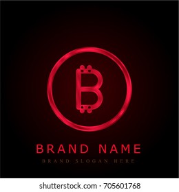 Bitcoin red chromium metallic logo