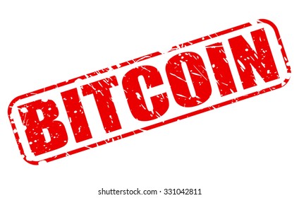 BITCOIN red stamp text on white