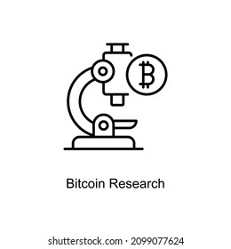 Bitcoin Research  vector outline icon for web isolated on white background EPS 10 file