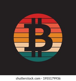 Bitcoin Retro Shades Color T-shirt Design Vector Illustration can print on t-shirt poster banner