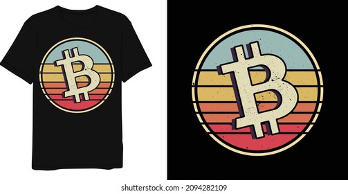 Bitcoin retro vintage t-shirt design template