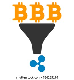 Bitcoin Ripple Conversion Filter flat vector pictogram. An isolated icon on a white background.