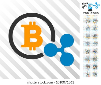 Bitcoin And Ripple icon with 700 bonus bitcoin mining and blockchain images. Vector illustration style is flat iconic symbols designed for bitcoin apps.