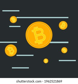 Bitcoin rise and fall value ideas, online money exchange, cryptocurrency exchange ideas and exchange rate charts. Vector illustration
