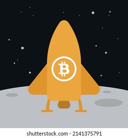 Cohetes de bitcoin sobre la superficie lunar