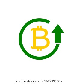 Bitcoin-Rotationssymbol. Das positive Bitcoin-Konzept