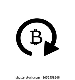 Icono de rotación de bitcoin con efecto espumoso. Modelo abstracto iluminado de rotación Bitcoin.	