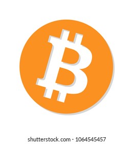 Bitcoin round icon isolated on white. Flat design vector illustration