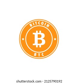 Bitcoin round logo icon. sign payment symbol. Crypto currency emblem circle vector illustration isolated on white background