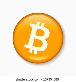 Bitcoin round sign isolated on white background. Vector illustration.