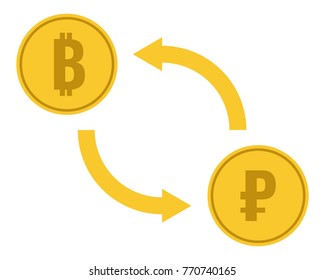 bitcoin to ruble exchange, vector illustration