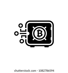 Bitcoin Safe Box Icon. Modern financial technology sign. Digital graphic symbol. Bank Safe Box with Bitcoin logo. Concept design elements.