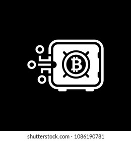 Bitcoin Safe Box Icon. Modern financial technology sign. Digital graphic symbol. Bank Safe Box with Bitcoin logo. Concept design elements.